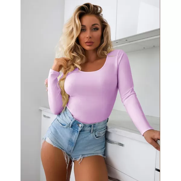 Ekouaer 2 Pack Womens Scoop Neck Tops Long Sleeve Slim Fit T Shirt Thermal Shirts Basic Tight Tee XSXXLBlackPurple