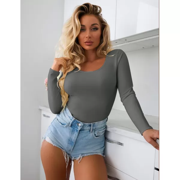 Ekouaer 2 Pack Womens Scoop Neck Tops Long Sleeve Slim Fit T Shirt Thermal Shirts Basic Tight Tee XSXXLWitheCoffee