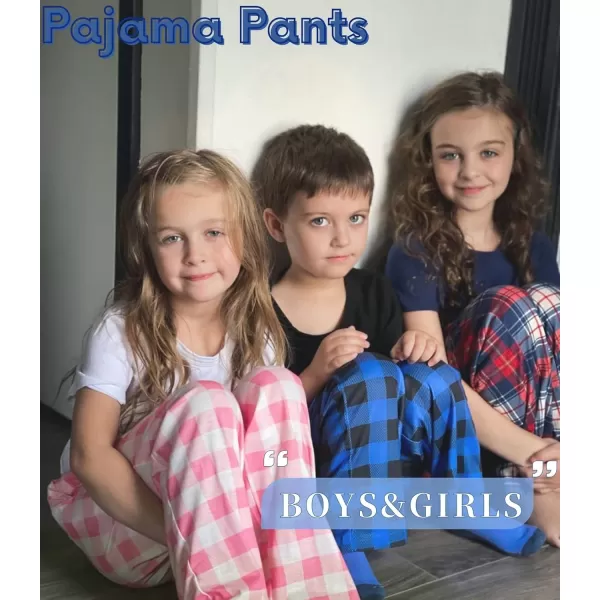 Ekouaer Boys Pajama Pants Long Sleep Pants Soft Elastic Waist Pajama Bottoms Plaid Lounge Pants with 2 Pockets 414 YearsPattern3