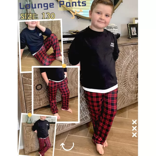 Ekouaer Boys Pajama Pants Long Sleep Pants Soft Elastic Waist Pajama Bottoms Plaid Lounge Pants with 2 Pockets 414 YearsYarn Dyed Lattice6