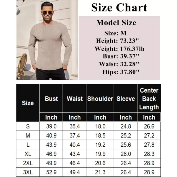 Ekouaer Mens Long Sleeve Shirts Ribbed Pullover Sweater Sim Fit Thermal Tops Crew Neck Stretchy Undershirts SXXLCrescent Grey