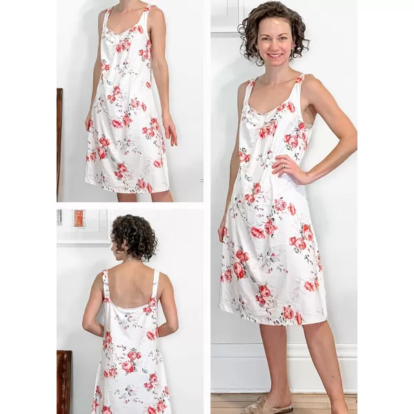 Ekouaer Nightgowns for Women Night Shirts Sleeveless Sleep Shirts Pleated Front Sleepwear Sweetheart Neck Night DressPink Flower