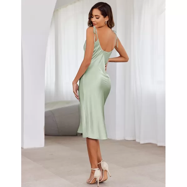 Ekouaer Womens Nightgown Satin Slip Dress Sexy Lingerie Sleepwear Long Slip Silk Midi Dress Spaghetti Strap SXLMint Green