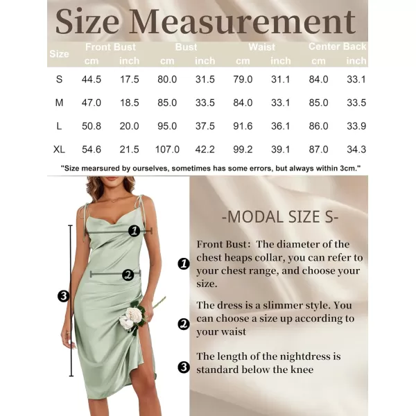 Ekouaer Womens Nightgown Satin Slip Dress Sexy Lingerie Sleepwear Long Slip Silk Midi Dress Spaghetti Strap SXLMint Green