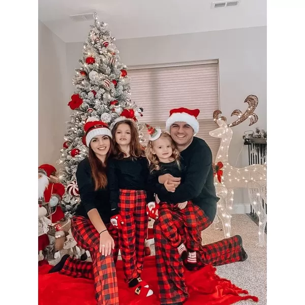 Ekouaer Christmas Pajamas Matching Family Pj Set Long Sleeve Tops and Plaid Pants for Sleepwear Soft Loungewear PjsMen Black Plaid