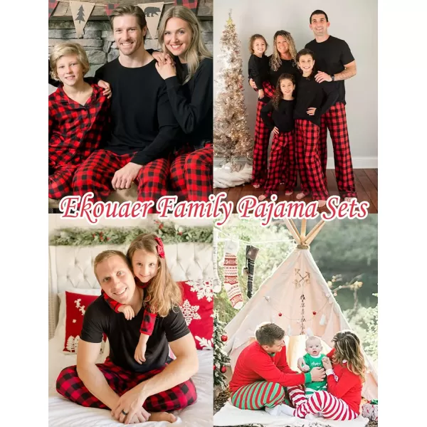 Ekouaer Christmas Pajamas Matching Family Pj Set Long Sleeve Tops and Plaid Pants for Sleepwear Soft Loungewear PjsMen Black Plaid