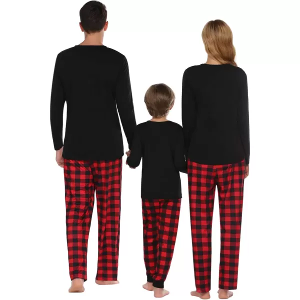 Ekouaer Christmas Pajamas Matching Family Pj Set Long Sleeve Tops and Plaid Pants for Sleepwear Soft Loungewear PjsMen Black Plaid