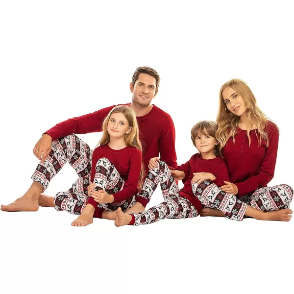 Ekouaer Christmas Pajamas Matching Family Pj Set Long Sleeve Tops and Plaid Pants for Sleepwear Soft Loungewear PjsMen Red Deer
