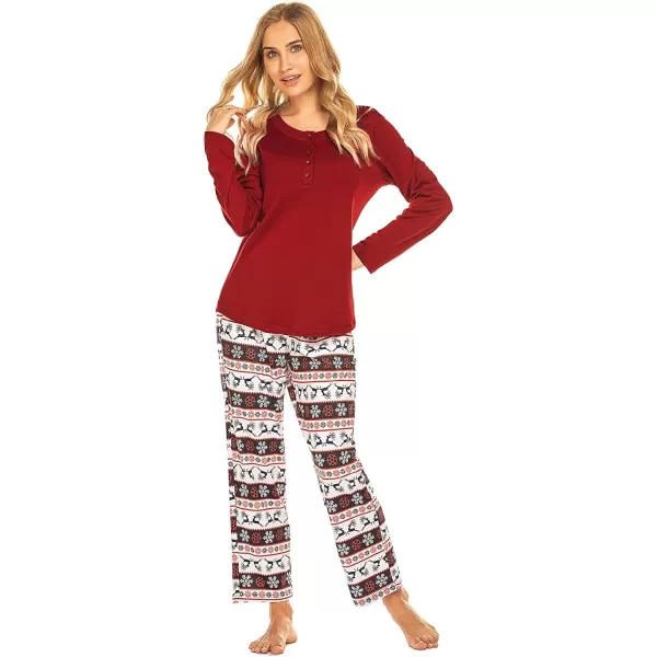 Ekouaer Christmas Pajamas Matching Family Pj Set Long Sleeve Tops and Plaid Pants for Sleepwear Soft Loungewear PjsMen Red Deer