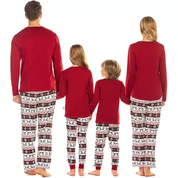 Ekouaer Christmas Pajamas Matching Family Pj Set Long Sleeve Tops and Plaid Pants for Sleepwear Soft Loungewear PjsMen Red Deer