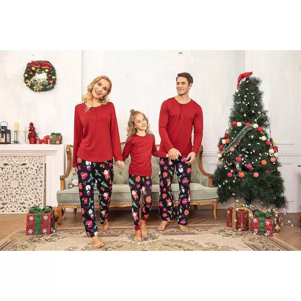 Ekouaer Christmas Pajamas Matching Family Pj Set Long Sleeve Tops and Plaid Pants for Sleepwear Soft Loungewear PjsMen Santa