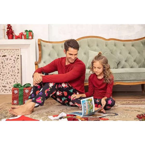 Ekouaer Christmas Pajamas Matching Family Pj Set Long Sleeve Tops and Plaid Pants for Sleepwear Soft Loungewear PjsMen Santa