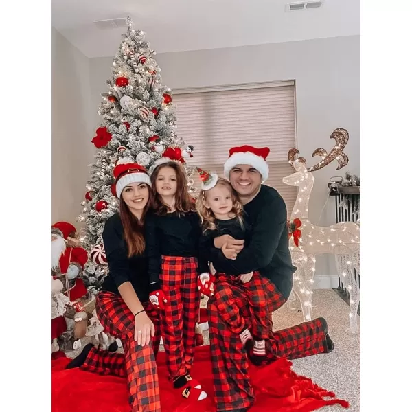 Ekouaer Christmas Pajamas Matching Family Pj Set Long Sleeve Tops and Plaid Pants for Sleepwear Soft Loungewear PjsWomen Black Plaid