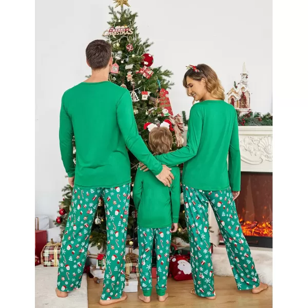 Ekouaer Christmas Pajamas Matching Family Pj Set Long Sleeve Tops and Plaid Pants for Sleepwear Soft Loungewear PjsWomen Green Santa Claus