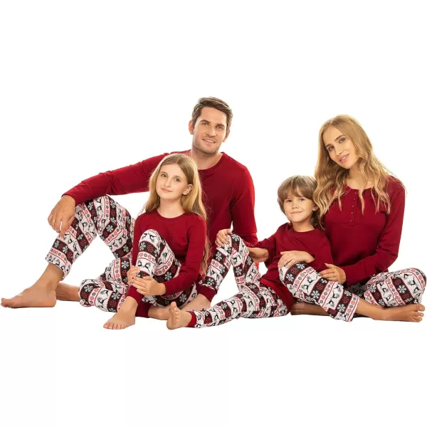 Ekouaer Christmas Pajamas Matching Family Pj Set Long Sleeve Tops and Plaid Pants for Sleepwear Soft Loungewear PjsWomen Red Deer