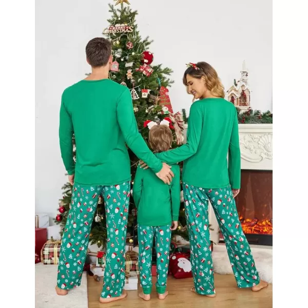 Ekouaer Christmas Pajamas Matching Family Pj Set Long Sleeve Tops and Plaid Pants for Sleepwear Soft Loungewear PjsYouth Green Santa Claus