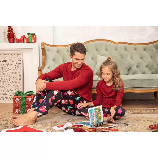 Ekouaer Christmas Pajamas Matching Family Pj Set Long Sleeve Tops and Plaid Pants for Sleepwear Soft Loungewear PjsYouth Santa