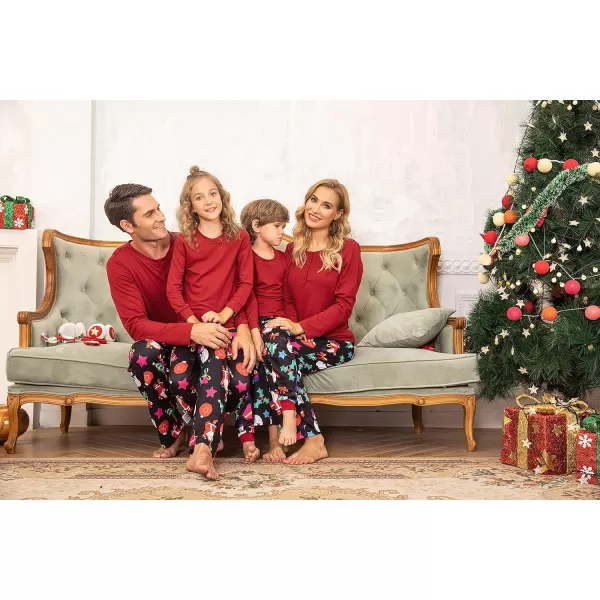 Ekouaer Christmas Pajamas Matching Family Pj Set Long Sleeve Tops and Plaid Pants for Sleepwear Soft Loungewear PjsYouth Santa