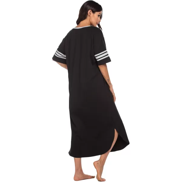 Ekouaer Long Nightgown Womens V Neck Loungewear Oversized Sleepwear Loose Sleep Dress S4XLBlackalways Kiss Me