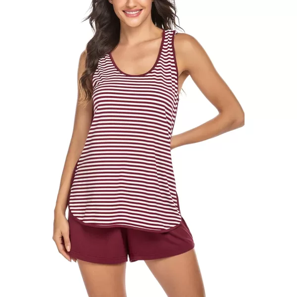 Ekouaer Maternity Nursing Pajamas Sleepwear Set Shorts Striped for Hospital HomeWine Redstriped