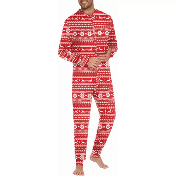 Ekouaer Mens Thermal Union Suit Button Down Onesies Long Sleeve One Piece Pajama with Button Flap SXXLChristmas Elk