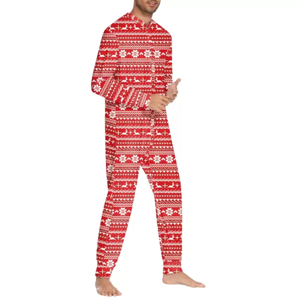 Ekouaer Mens Thermal Union Suit Button Down Onesies Long Sleeve One Piece Pajama with Button Flap SXXLChristmas Elk