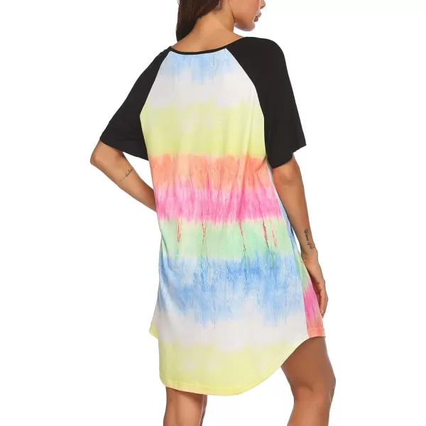 Ekouaer Sleep Shirts for Women Short Sleeve Night Shirts for Sleeping Pullover Nightgown Soft Nightdress SXXLTie Dye