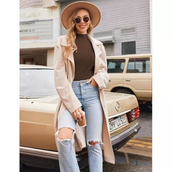 Ekouaer Turtleneck Shirt Women Ribbed Long Sleeve Shirts Lettuce Trim Mock Neck Tops Slim Fit Base LayerBlackBrown