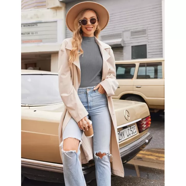Ekouaer Turtleneck Shirt Women Ribbed Long Sleeve Shirts Lettuce Trim Mock Neck Tops Slim Fit Base LayerBlackGrey