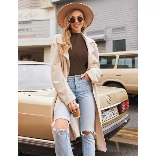 Ekouaer Turtleneck Shirt Women Ribbed Long Sleeve Shirts Lettuce Trim Mock Neck Tops Slim Fit Base LayerBrown