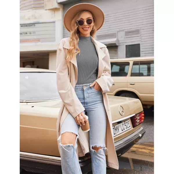 Ekouaer Turtleneck Shirt Women Ribbed Long Sleeve Shirts Lettuce Trim Mock Neck Tops Slim Fit Base LayerGrey