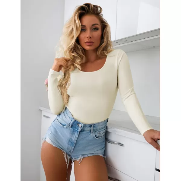 Ekouaer Womens 3 Pack Long Sleeve Shirts Scoop Neck Tops Stretch Fitted Undershirt Lightweight Basic Thermal Tee XSXXLBlackDarkgreyBeige