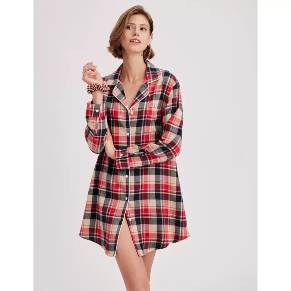 Ekouaer Womens Cotton Nightgowns Button Down Sleepshirt Long Sleeve Plaid Night Shirt Casual Boyfriend Pajamas Dress100 Cotton Yellow amp Black Plaid