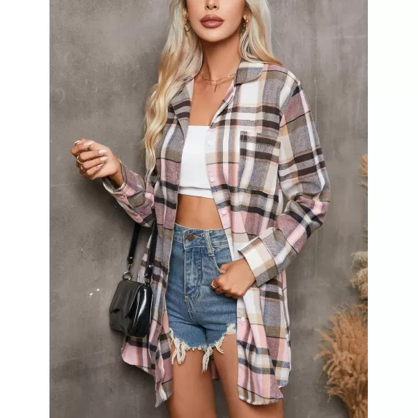 Ekouaer Womens Cotton Nightgowns Button Down Sleepshirt Long Sleeve Plaid Night Shirt Casual Boyfriend Pajamas DressPat19