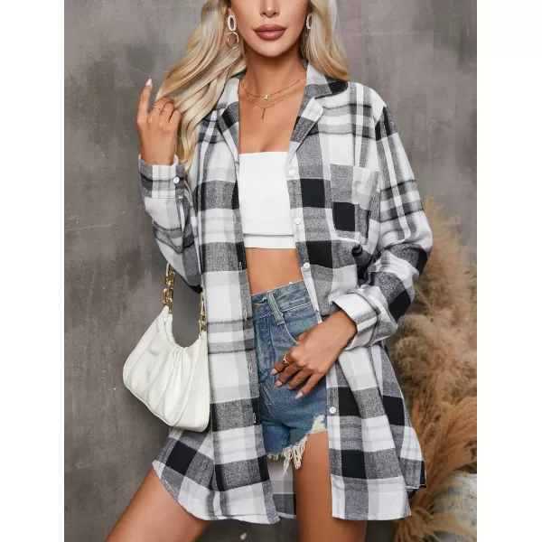 Ekouaer Womens Cotton Nightgowns Button Down Sleepshirt Long Sleeve Plaid Night Shirt Casual Boyfriend Pajamas DressPat21