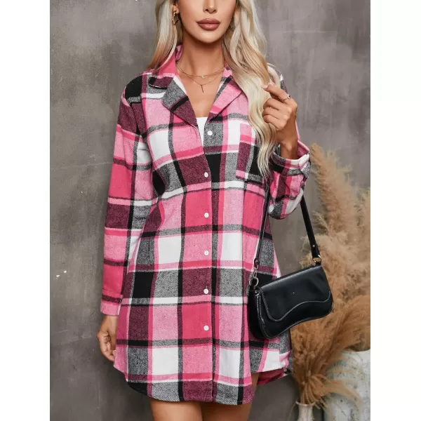 Ekouaer Womens Cotton Nightgowns Button Down Sleepshirt Long Sleeve Plaid Night Shirt Casual Boyfriend Pajamas DressPat24