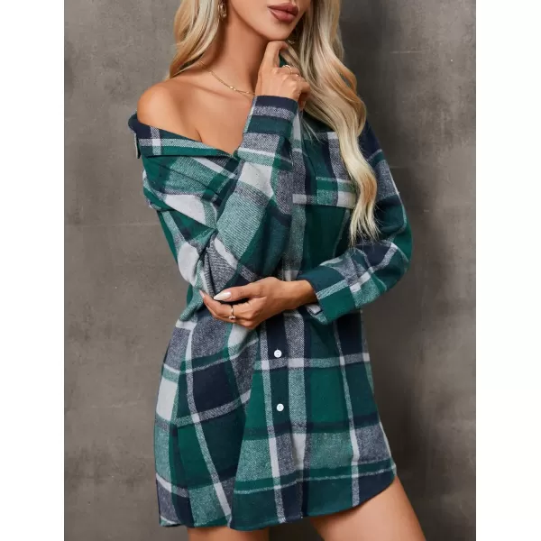 Ekouaer Womens Cotton Nightgowns Button Down Sleepshirt Long Sleeve Plaid Night Shirt Casual Boyfriend Pajamas DressPat25