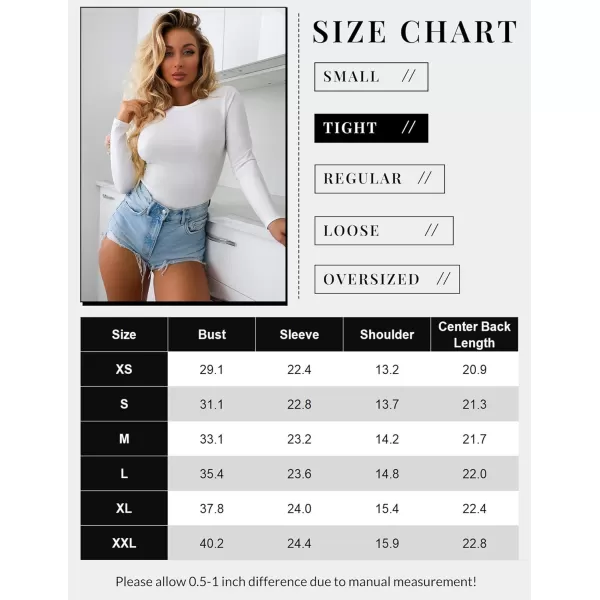 Ekouaer Womens Long Sleeve Shirts Tight Fitted Tops Crewneck Underscrubs Tee Lightweight Basic Thermal UndershirtsBlackWhite