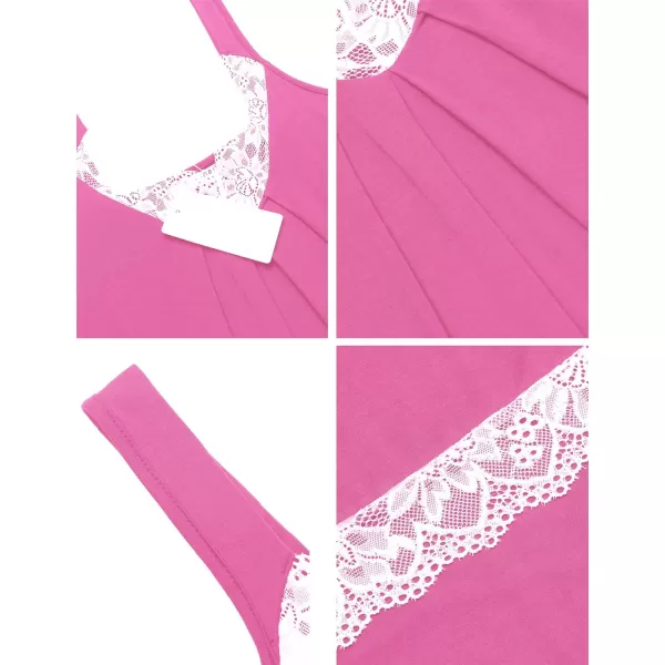 Ekouaer Womens Nightgown Vneck Chemise Sleepwear Lace Nightwear Soft Lingerie for WomenAhot Pink