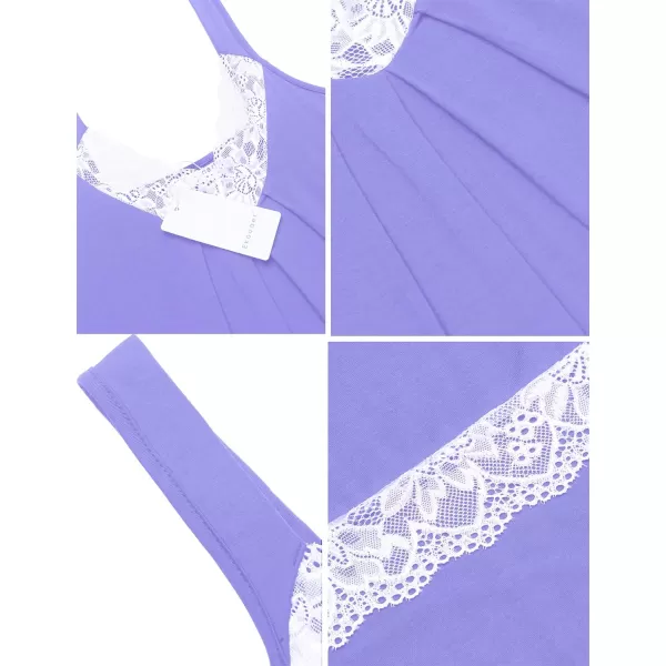 Ekouaer Womens Nightgown Vneck Chemise Sleepwear Lace Nightwear Soft Lingerie for WomenAlilac