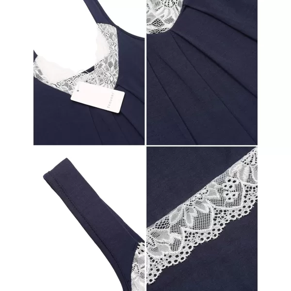 Ekouaer Womens Nightgown Vneck Chemise Sleepwear Lace Nightwear Soft Lingerie for WomenAnavy Blue