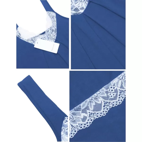 Ekouaer Womens Nightgown Vneck Chemise Sleepwear Lace Nightwear Soft Lingerie for WomenBlue