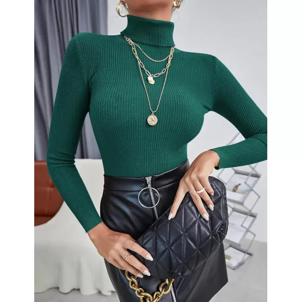 Ekouaer Womens Turtleneck Shirts Ribbed Pullover Sweater Long Sleeves Tops Midweight Thermal Underwear BlouseGreen