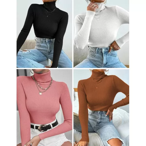 Ekouaer Womens Turtleneck Shirts Ribbed Pullover Sweater Long Sleeves Tops Midweight Thermal Underwear BlouseLight Blue