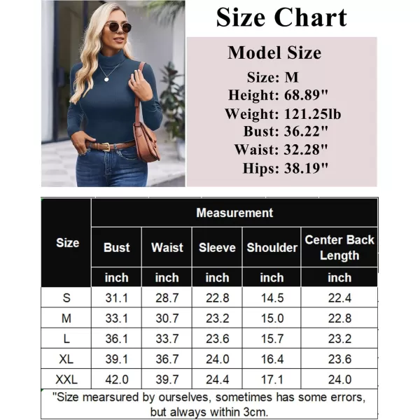 Ekouaer Womens Turtleneck Shirts Ribbed Pullover Sweater Long Sleeves Tops Midweight Thermal Underwear BlouseNavy Blue