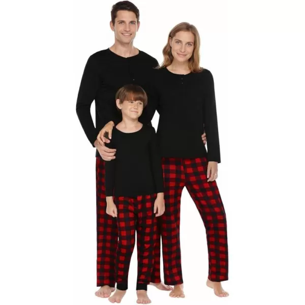 Ekouaer Christmas Pajamas Matching Family Pj Set Long Sleeve Tops and Plaid Pants for Sleepwear Soft Loungewear PjsMen Black Plaid