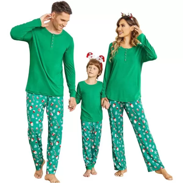 Ekouaer Christmas Pajamas Matching Family Pj Set Long Sleeve Tops and Plaid Pants for Sleepwear Soft Loungewear PjsMen Green Santa Claus