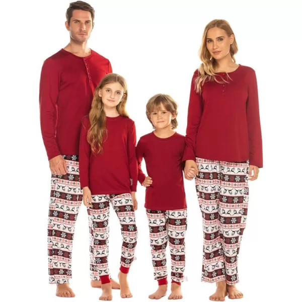 Ekouaer Christmas Pajamas Matching Family Pj Set Long Sleeve Tops and Plaid Pants for Sleepwear Soft Loungewear PjsWomen Red Deer