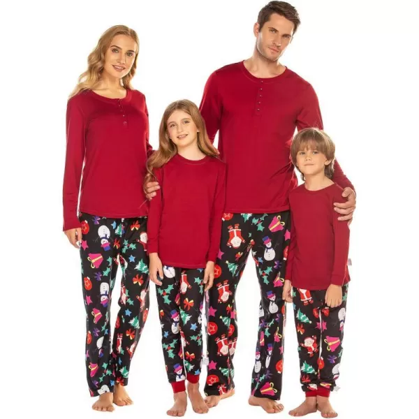 Ekouaer Christmas Pajamas Matching Family Pj Set Long Sleeve Tops and Plaid Pants for Sleepwear Soft Loungewear PjsYouth Santa