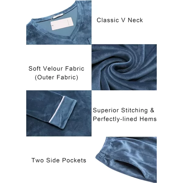 Ekouaer Couples Matching Pajamas Sets Velvet PJs Set for Men and Women Velour Long Sleeve Sleepwear SXXLMen Blue